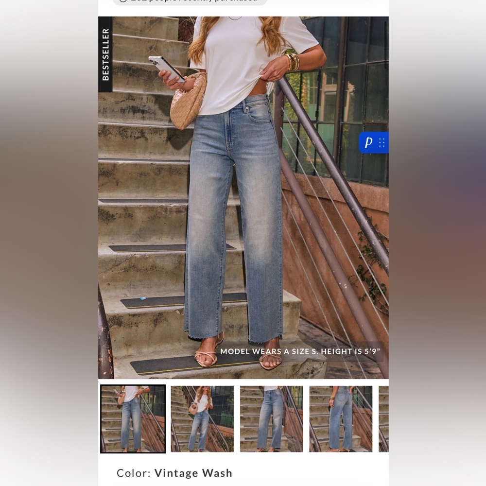 Vici Vintage Wash Wide Leg Jeans - Light Blue